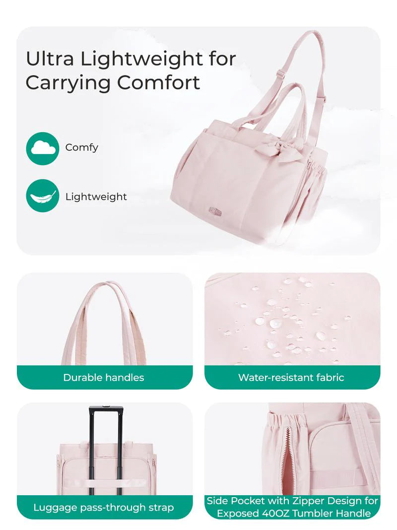 PuffyElegance™ | Women’s Tote Bag 23L – Lightweight, Multi-Compartments & Removable Bow