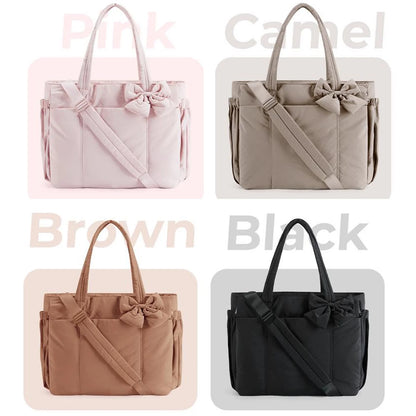 PuffyElegance™ | Women’s Tote Bag 23L – Lightweight, Multi-Compartments & Removable Bow