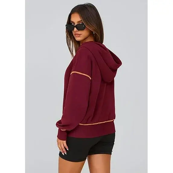 CozyChic™ | Women’s Cropped Half-Zip Hoodie with Gold Zipper