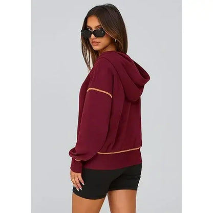 CozyChic™ | Women’s Cropped Half-Zip Hoodie with Gold Zipper