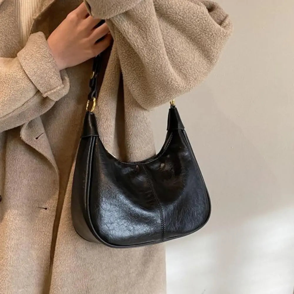Lunare™ | Solid Color Shoulder Bag – Minimalist Crescent Hobo for Women