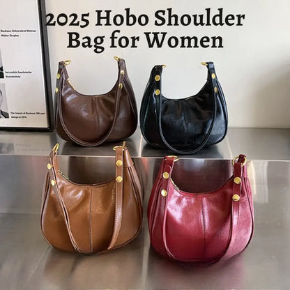 Lunare™ | Solid Color Shoulder Bag – Minimalist Crescent Hobo for Women