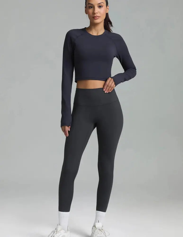 Flexora™ | High-Waisted Performance Leggings – Seamless Front with Inner Pocket