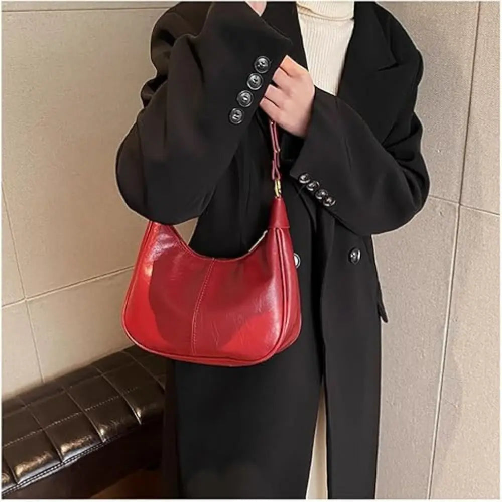 Lunare™ | Solid Color Shoulder Bag – Minimalist Crescent Hobo for Women