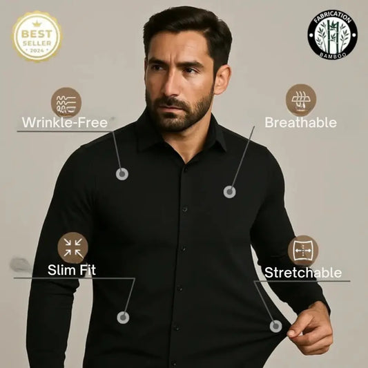 IronEase™ | Wrinkle-Free Slim Fit Shirt – Breathable, Anti-Sweat & Comfortable