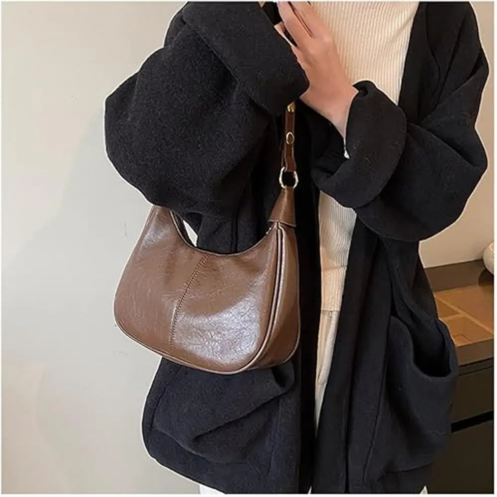 Lunare™ | Solid Color Shoulder Bag – Minimalist Crescent Hobo for Women
