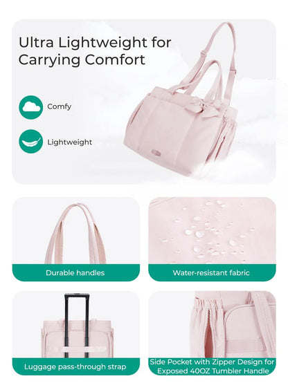 PuffyElegance™ | Women’s Tote Bag 23L – Lightweight, Multi-Compartments & Removable Bow