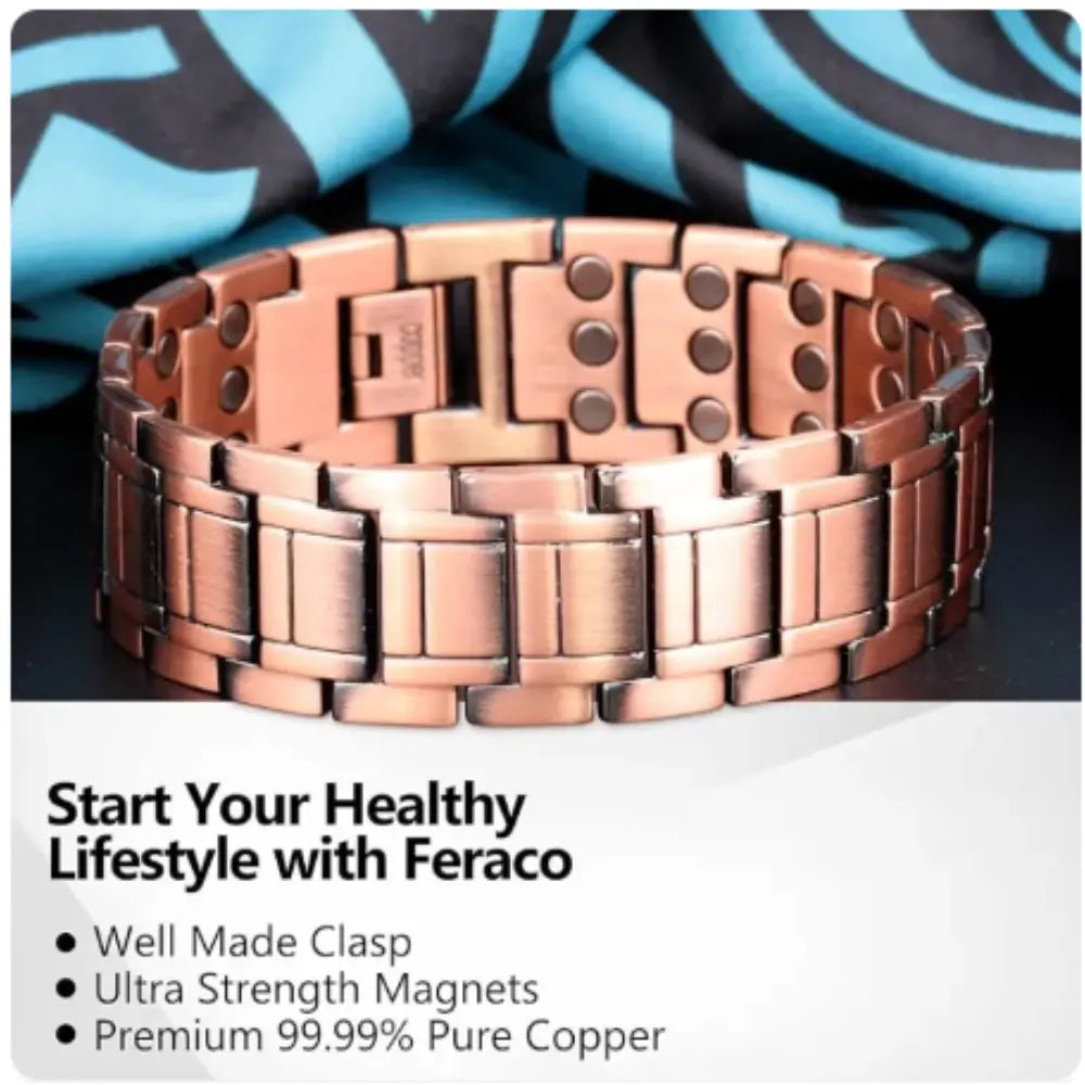 MagnoCopper™ | Men’s Pure Copper Magnetic Bracelet – 3X Strength & Pain Relief