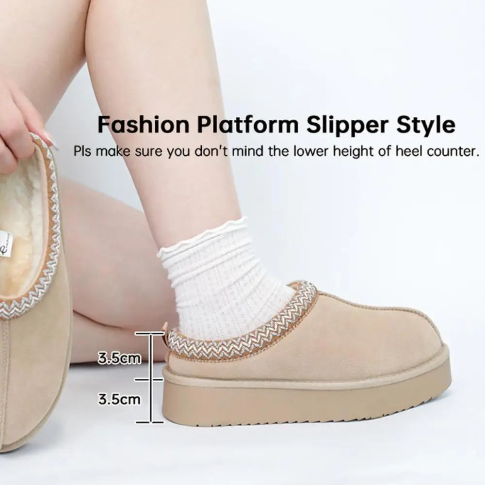 CozyStep™ | Suede Braided Fur Slippers – Warm, Chic & Durable