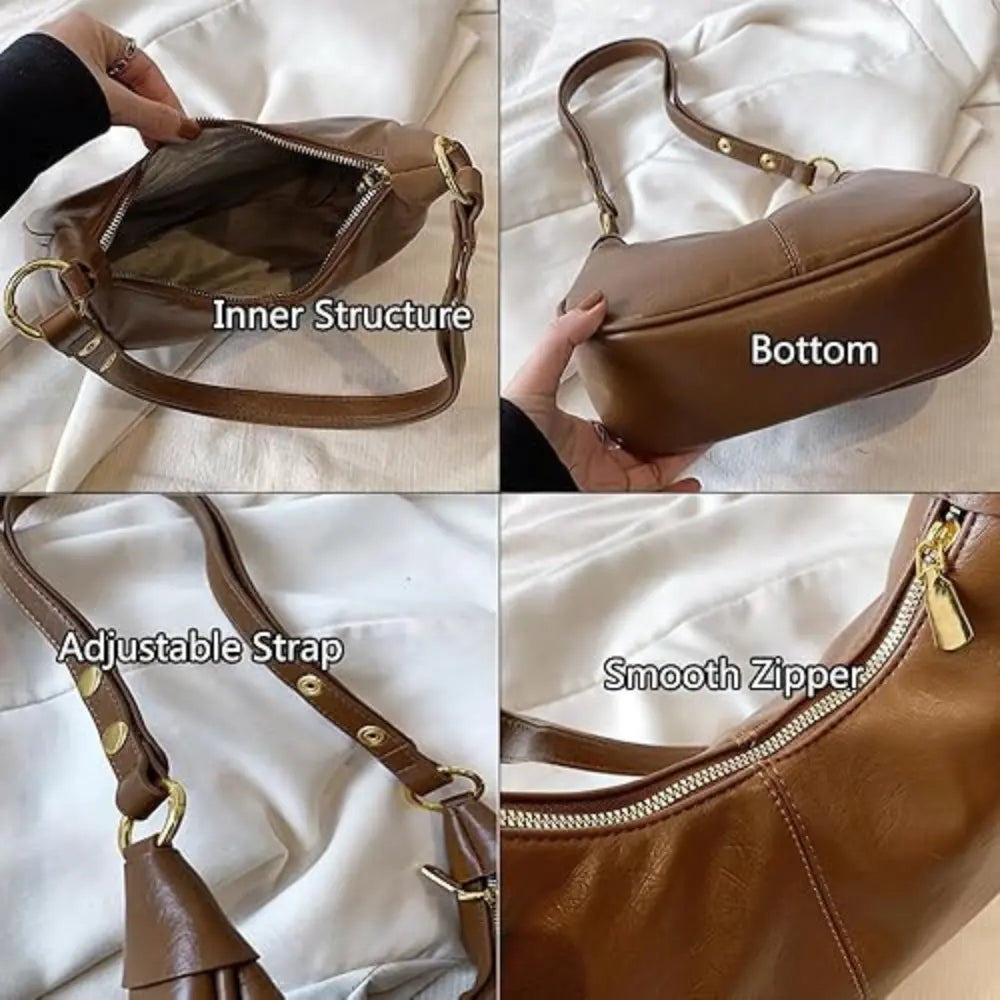 Lunare™ | Solid Color Shoulder Bag – Minimalist Crescent Hobo for Women