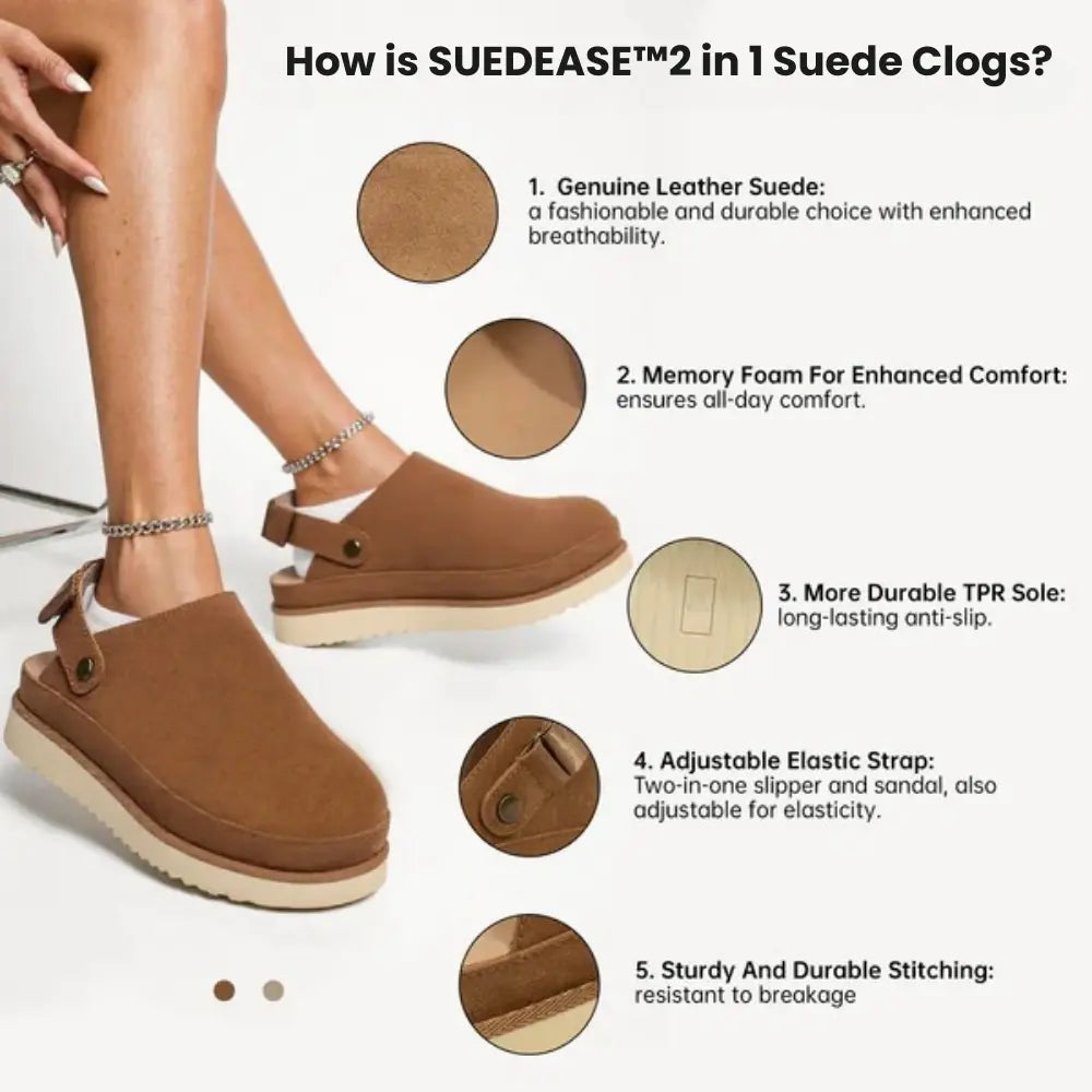 SuedeEase™ | Women’s 2-in-1 Clogs with Backstrap – Comfort, Style & Non-Slip