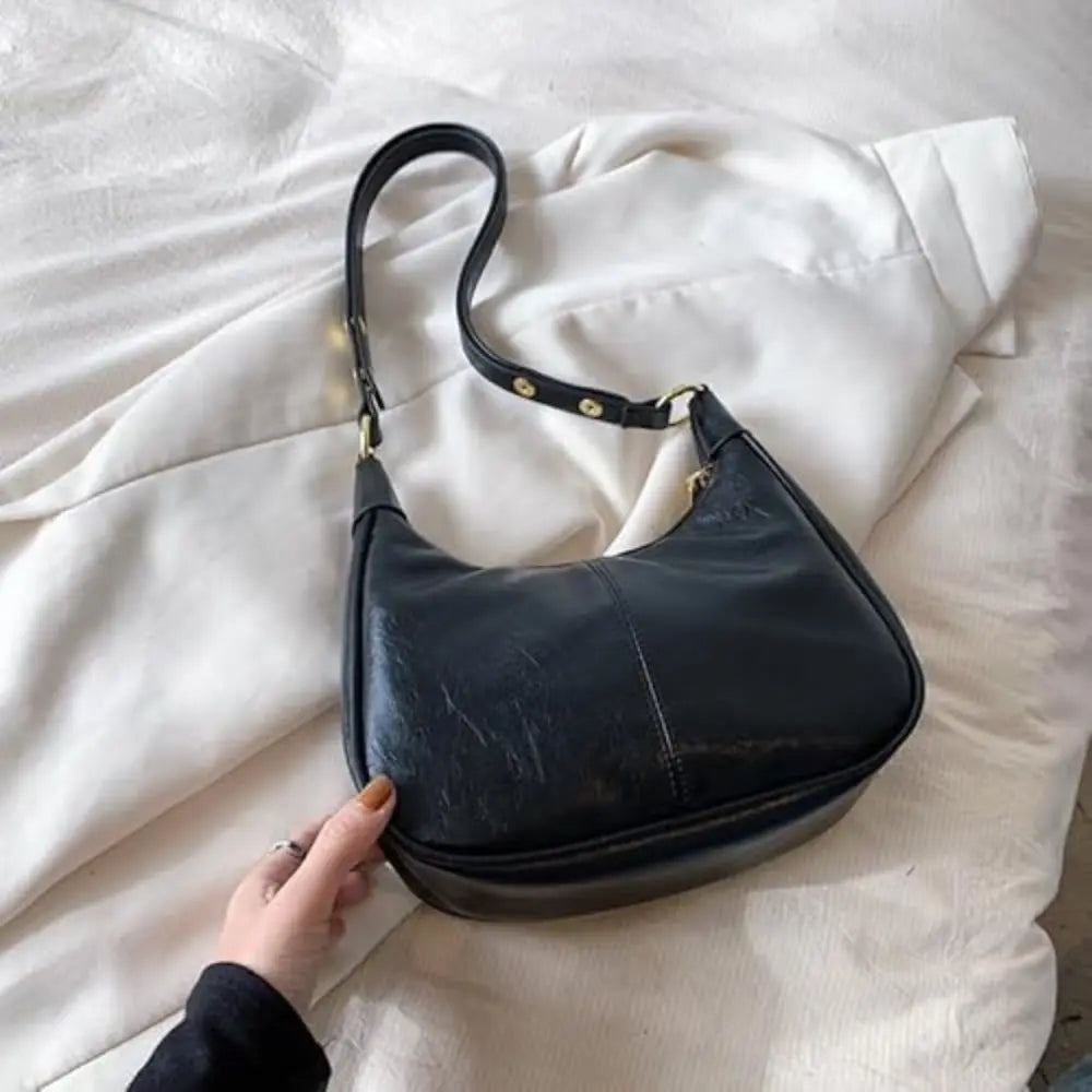 Lunare™ | Solid Color Shoulder Bag – Minimalist Crescent Hobo for Women