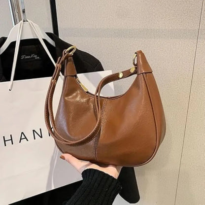 Lunare™ | Solid Color Shoulder Bag – Minimalist Crescent Hobo for Women