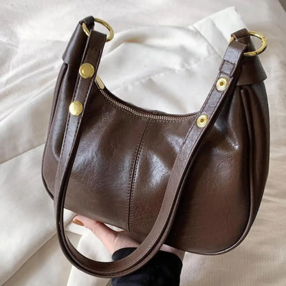 Lunare™ | Solid Color Shoulder Bag – Minimalist Crescent Hobo for Women