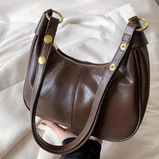 Lunare™ | Solid Color Shoulder Bag – Minimalist Crescent Hobo for Women
