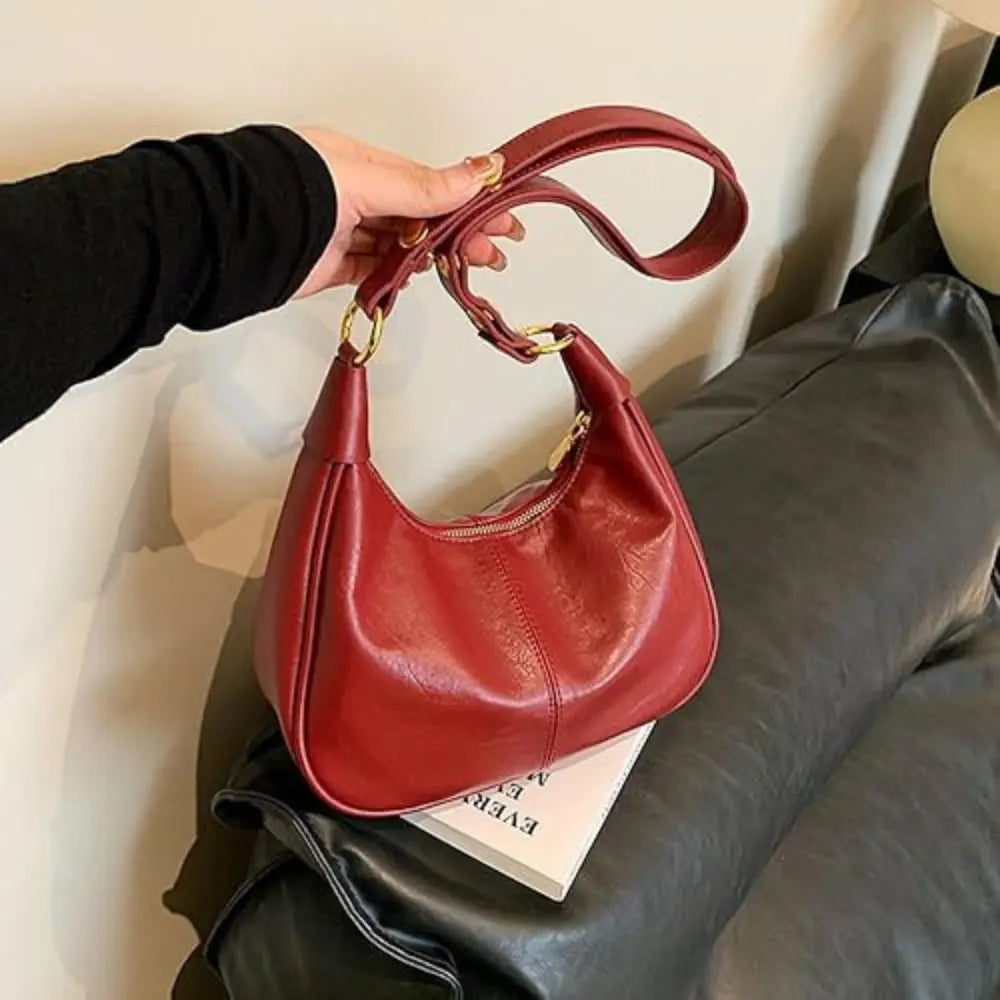 Lunare™ | Solid Color Shoulder Bag – Minimalist Crescent Hobo for Women