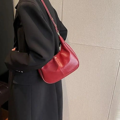 Lunare™ | Solid Color Shoulder Bag – Minimalist Crescent Hobo for Women