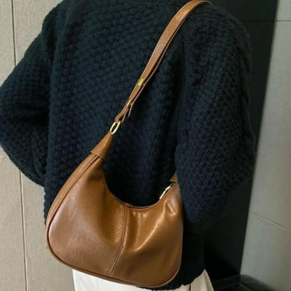 Lunare™ | Solid Color Shoulder Bag – Minimalist Crescent Hobo for Women