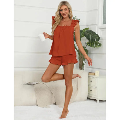 Somnia™ | Ruffle Tank & Shorts – Soft Bridal Pajama Set