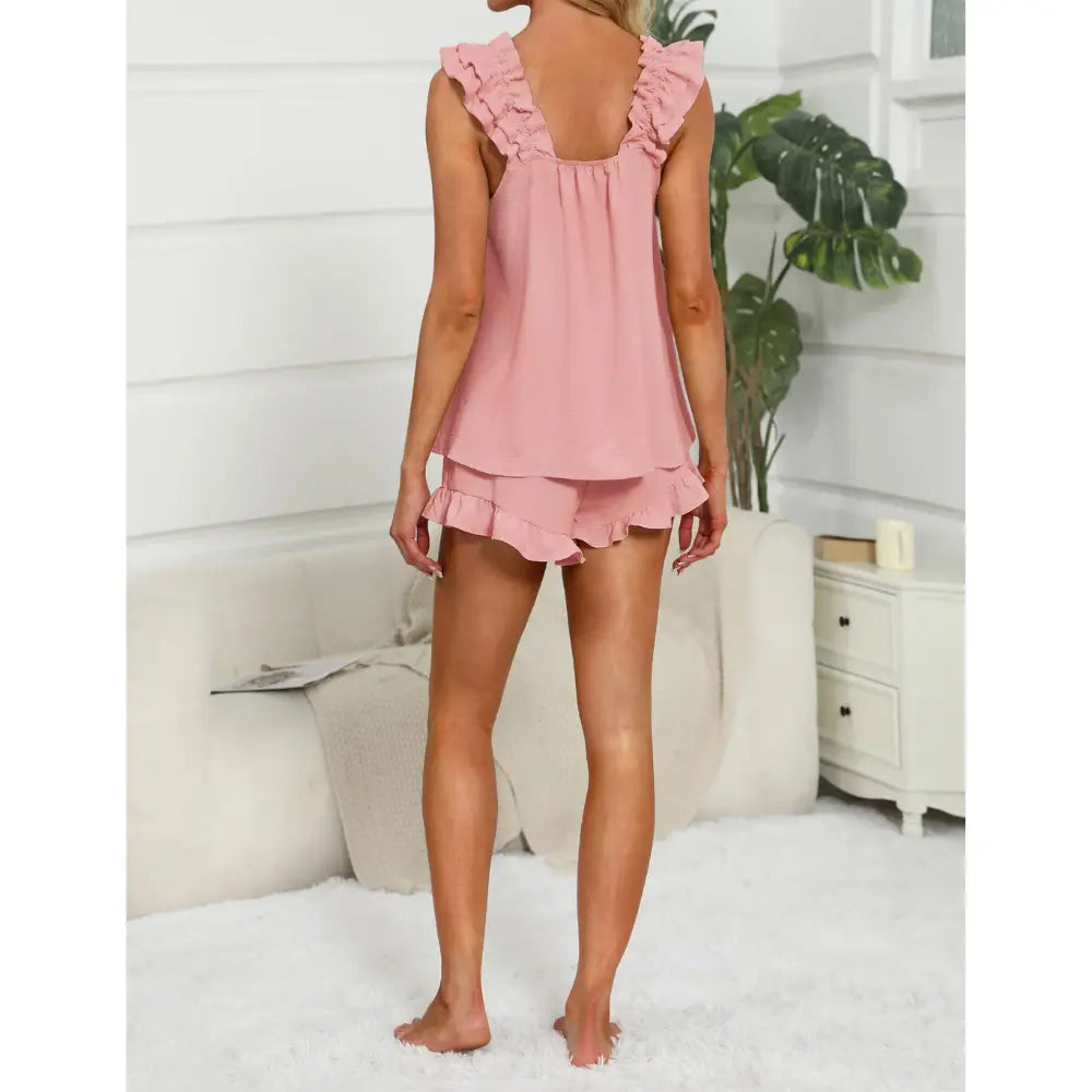 Somnia™ | Ruffle Tank & Shorts – Soft Bridal Pajama Set