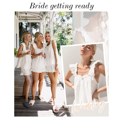 Somnia™ | Ruffle Tank & Shorts – Soft Bridal Pajama Set