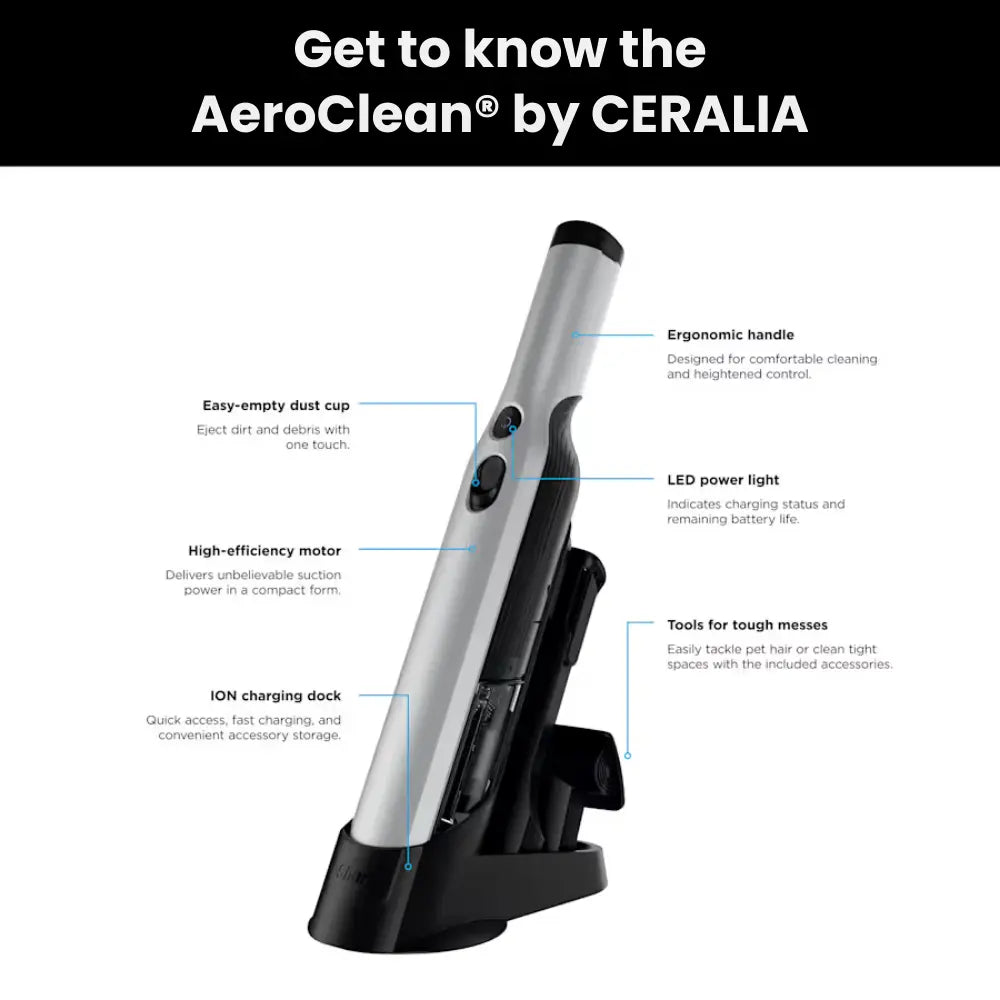 AeroClean® | Ultra-Light Cordless Handheld Vacuum
