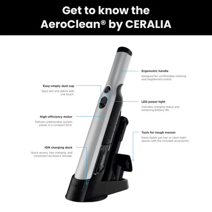 AeroClean® | Ultra-Light Cordless Handheld Vacuum
