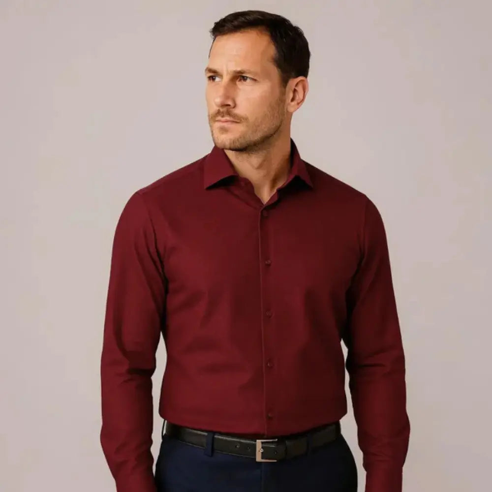 IronEase™ | Wrinkle-Free Slim Fit Shirt – Breathable, Anti-Sweat & Comfortable