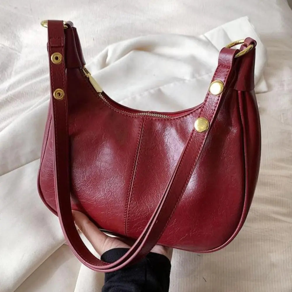 Lunare™ | Solid Color Shoulder Bag – Minimalist Crescent Hobo for Women