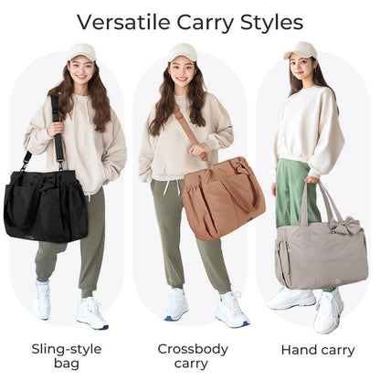 PuffyElegance™ | Women’s Tote Bag 23L – Lightweight, Multi-Compartments & Removable Bow