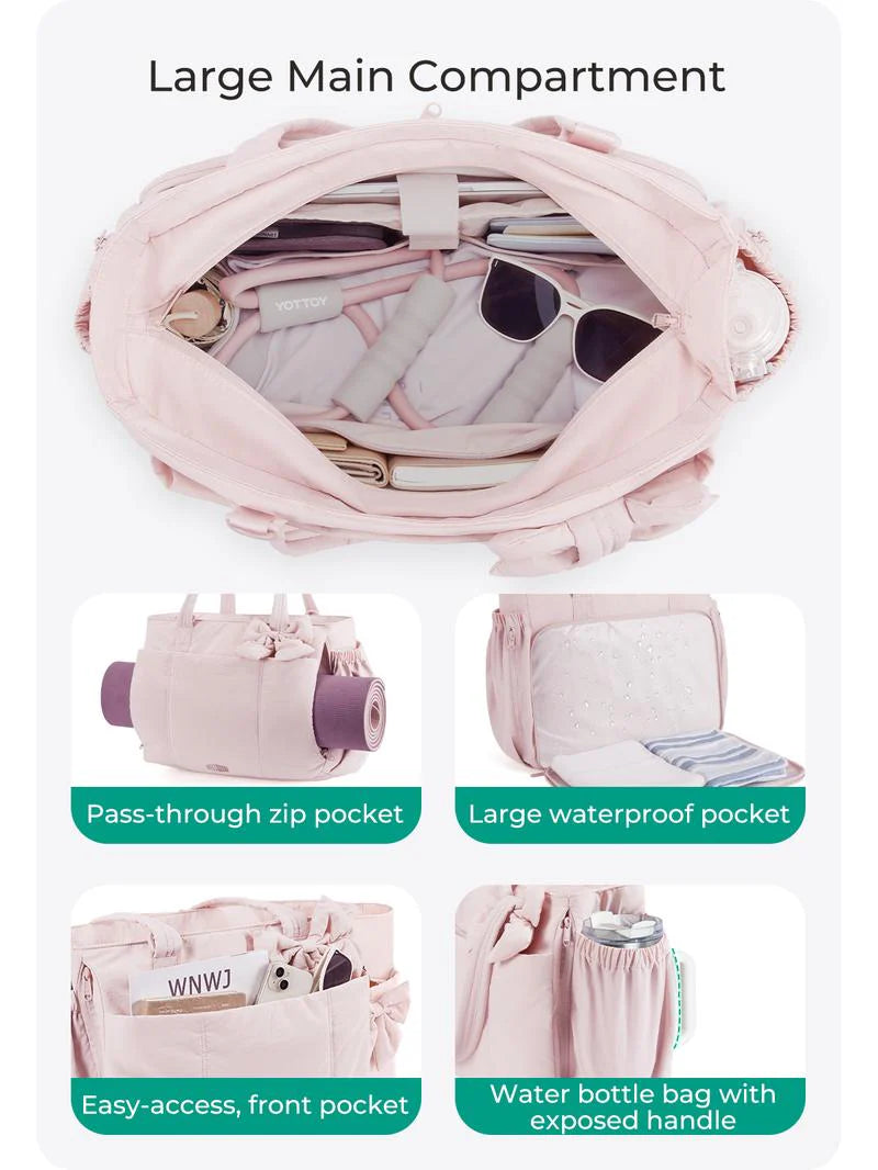 PuffyElegance™ | Women’s Tote Bag 23L – Lightweight, Multi-Compartments & Removable Bow