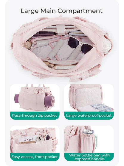 PuffyElegance™ | Women’s Tote Bag 23L – Lightweight, Multi-Compartments & Removable Bow