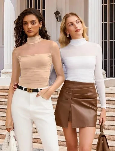 GlamForm™ | Long Sleeve Shaping Bodysuit – Mesh, Slimming & Stylish