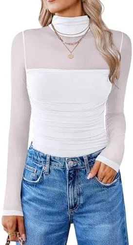 GlamForm™ | Long Sleeve Shaping Bodysuit – Mesh, Slimming & Stylish