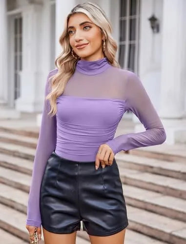 GlamForm™ | Long Sleeve Shaping Bodysuit – Mesh, Slimming & Stylish