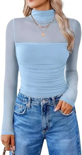 GlamForm™ | Long Sleeve Shaping Bodysuit – Mesh, Slimming & Stylish