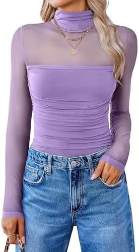 GlamForm™ | Long Sleeve Shaping Bodysuit – Mesh, Slimming & Stylish