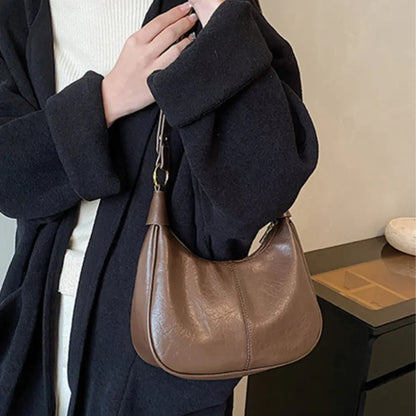Lunare™ | Solid Color Shoulder Bag – Minimalist Crescent Hobo for Women