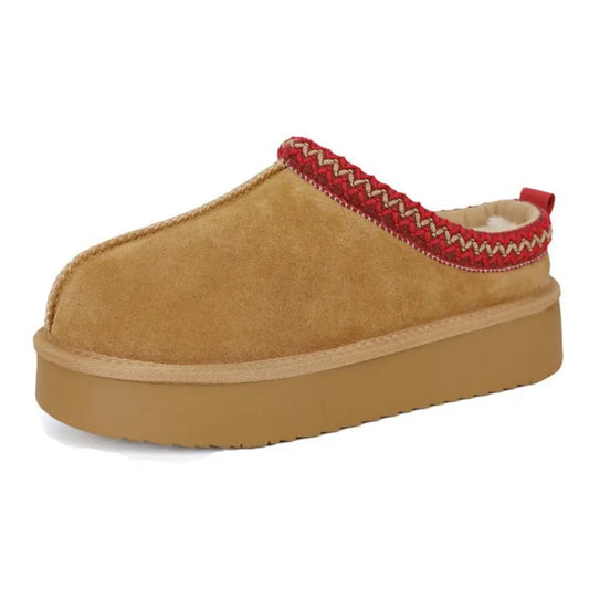CozyStep™ | Suede Braided Fur Slippers – Warm, Chic & Durable