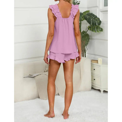Somnia™ | Ruffle Tank & Shorts – Soft Bridal Pajama Set