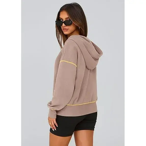 CozyChic™ | Women’s Cropped Half-Zip Hoodie with Gold Zipper