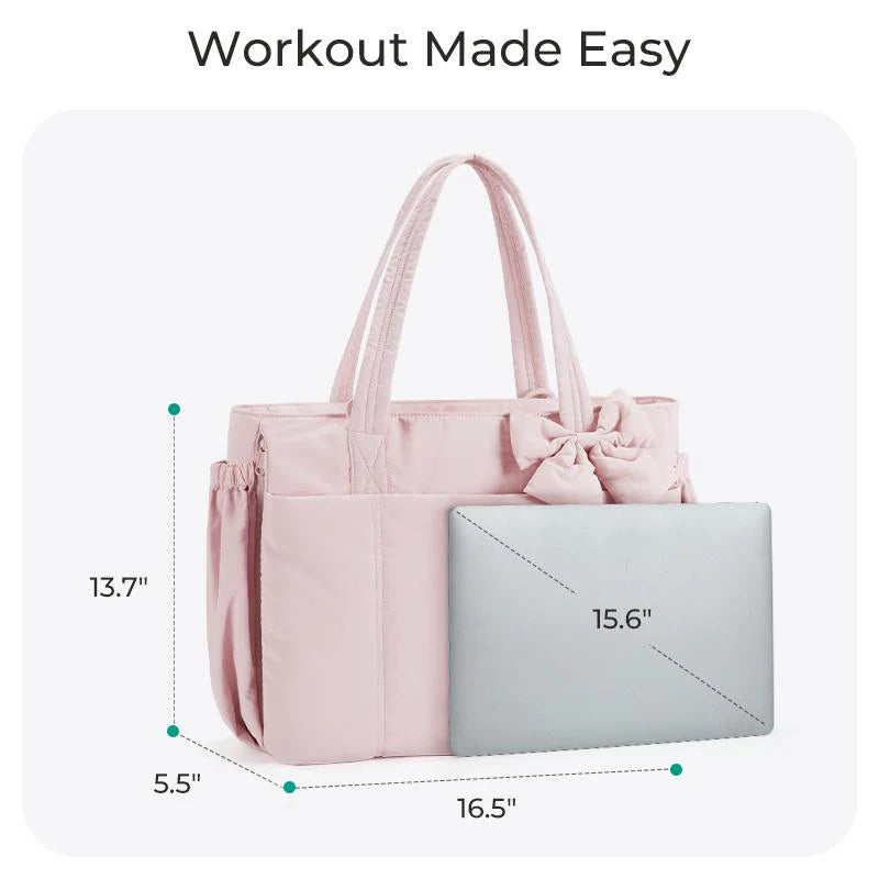 PuffyElegance™ | Women’s Tote Bag 23L – Lightweight, Multi-Compartments & Removable Bow