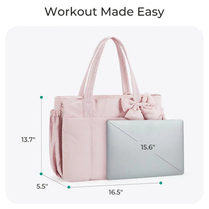 PuffyElegance™ | Women’s Tote Bag 23L – Lightweight, Multi-Compartments & Removable Bow