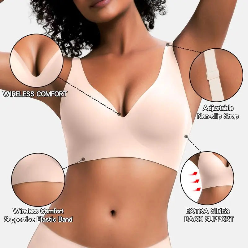 JellyComfy™ | Women’s Wireless Push-Up Bra – Seamless & Deep V