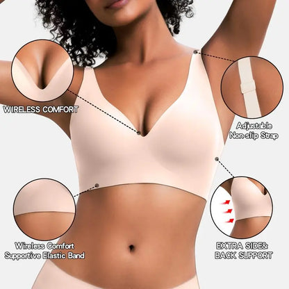 JellyComfy™ | Women’s Wireless Push-Up Bra – Seamless & Deep V