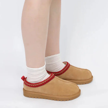 CozyStep™ | Suede Braided Fur Slippers – Warm, Chic & Durable