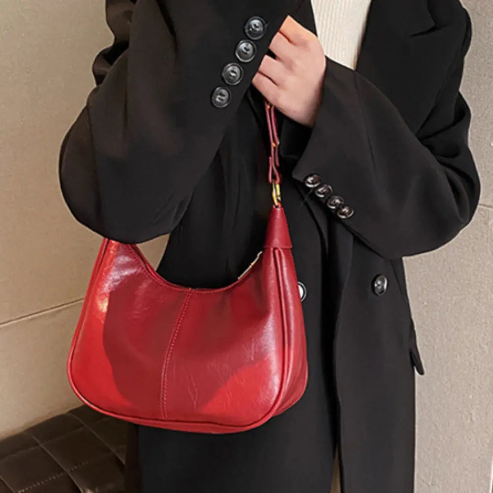 Lunare™ | Solid Color Shoulder Bag – Minimalist Crescent Hobo for Women