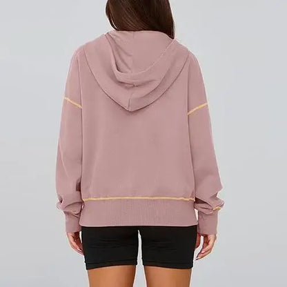CozyChic™ | Women’s Cropped Half-Zip Hoodie with Gold Zipper
