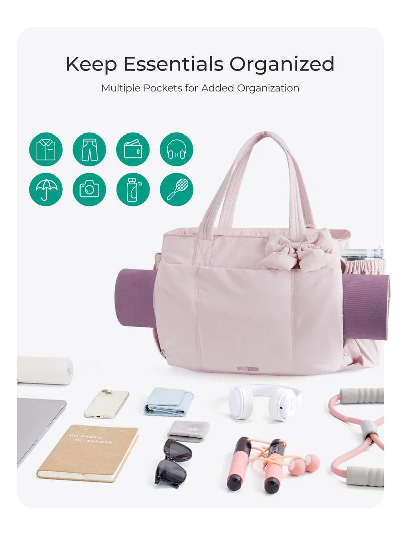 PuffyElegance™ | Women’s Tote Bag 23L – Lightweight, Multi-Compartments & Removable Bow