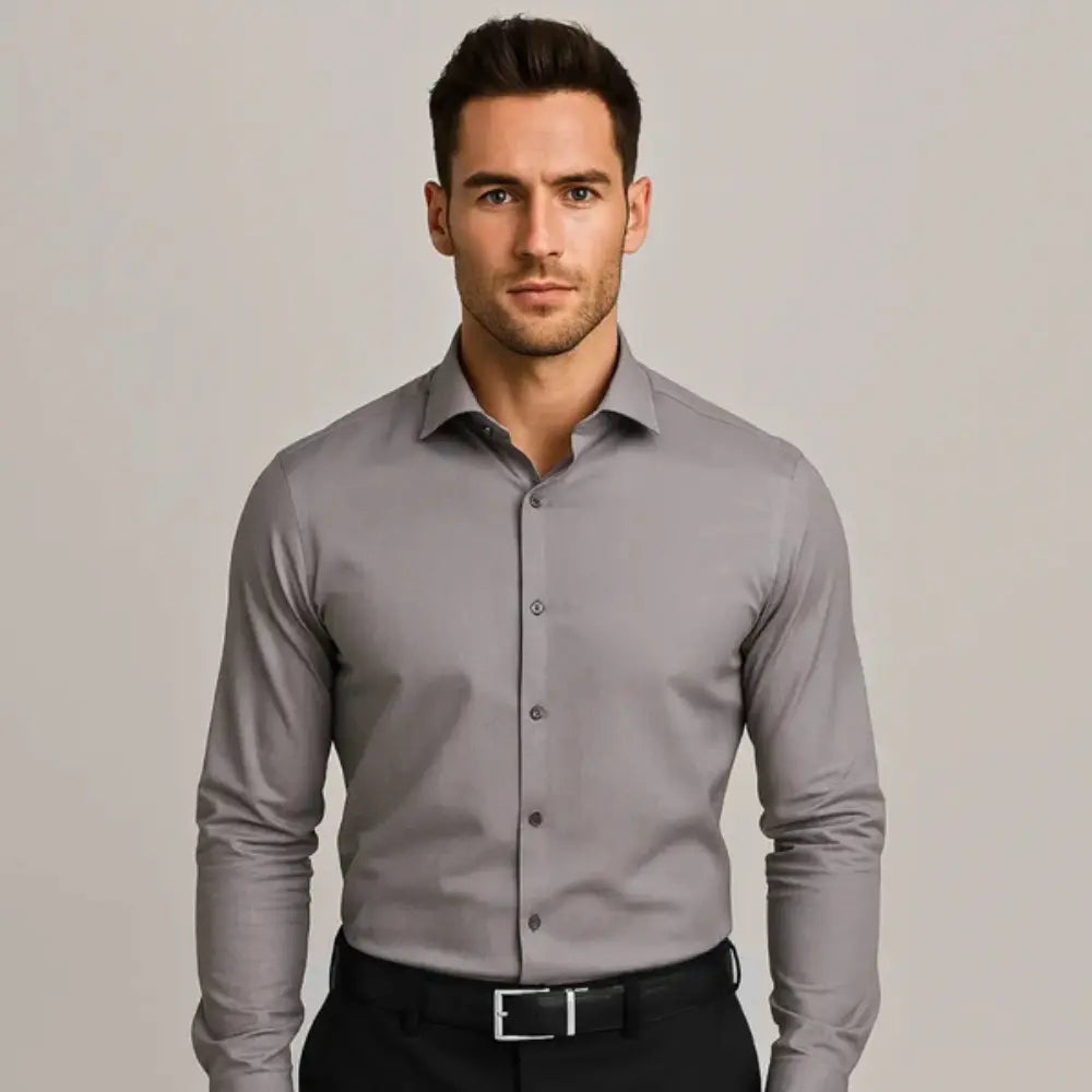 IronEase™ | Wrinkle-Free Slim Fit Shirt – Breathable, Anti-Sweat & Comfortable